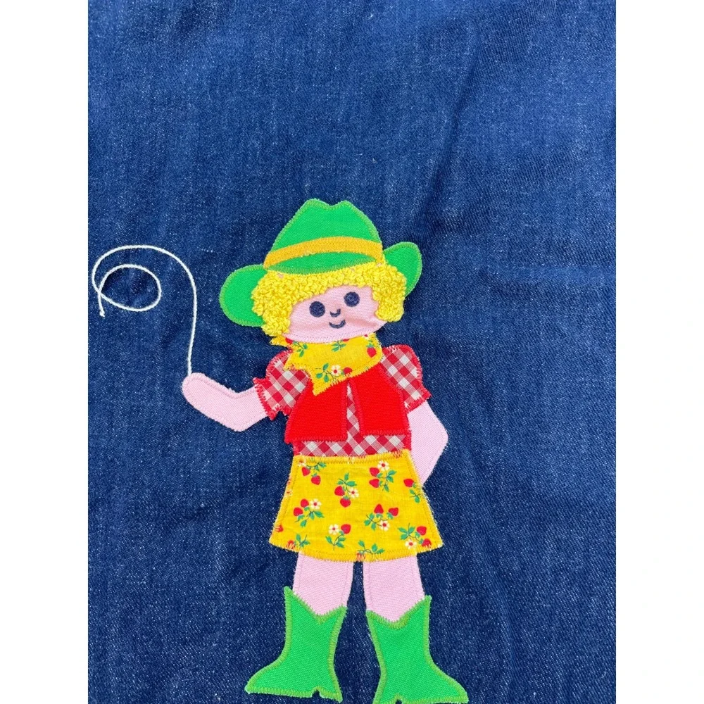 Vintage Chocolate Soup Denim Cowgirl Applique Red Lined Dress Girls Size 5